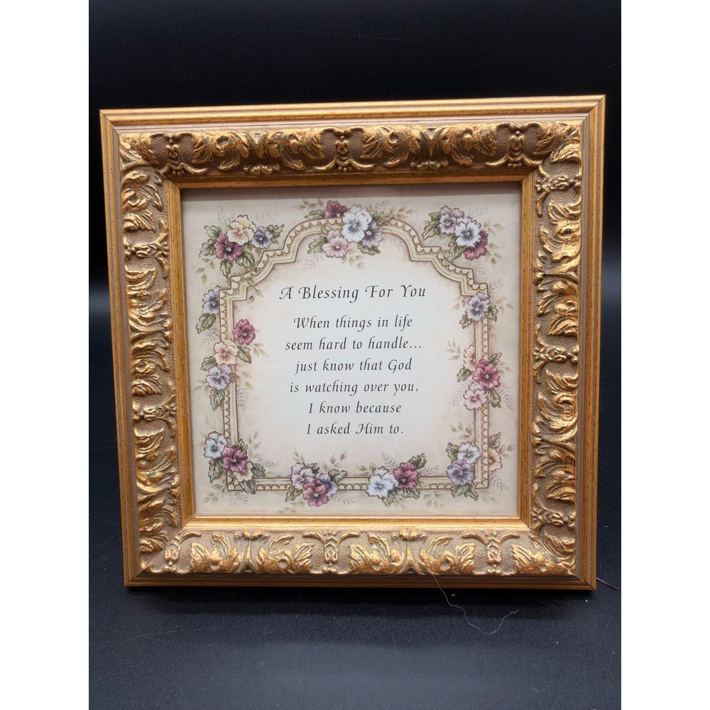 Vintage Framed Blessing For You Print Religious Christian Wall Decor Gold Frame